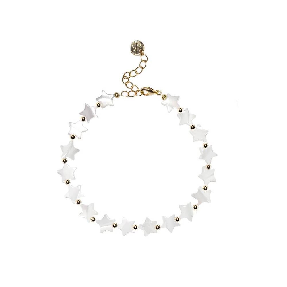 NEW ADRIANA PAPPAS women's stardust anklet in gold/white